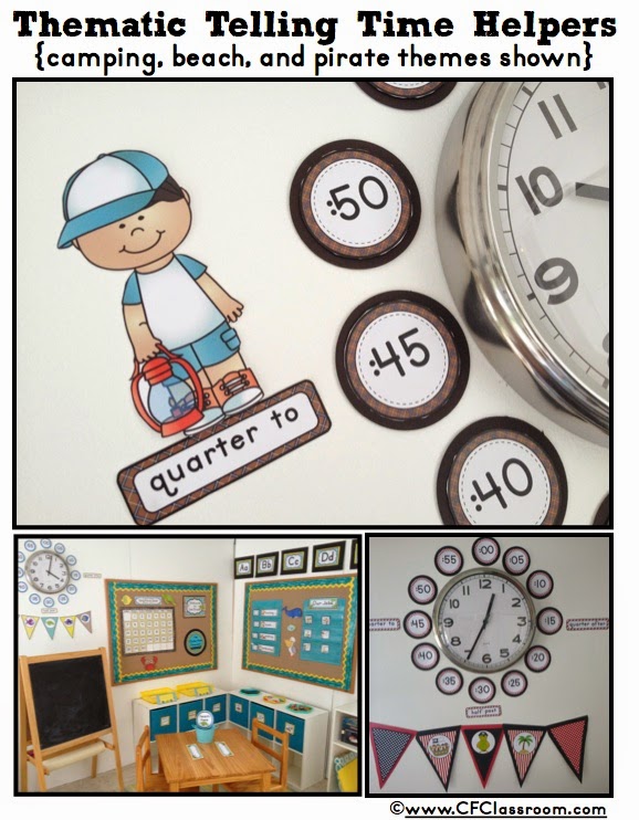 clock labels on a classroom wall