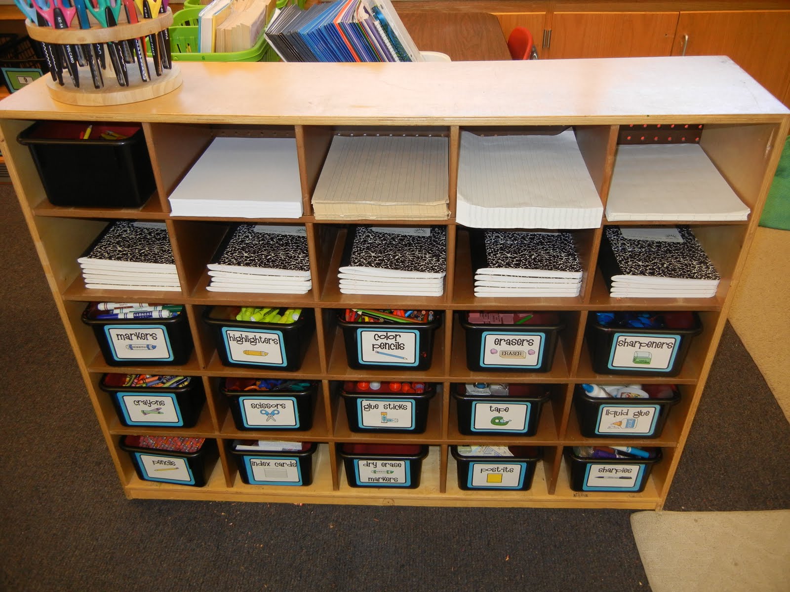 classroom writing center in a 3rd grade classroom