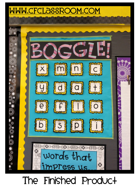 Boggle bulletin board display