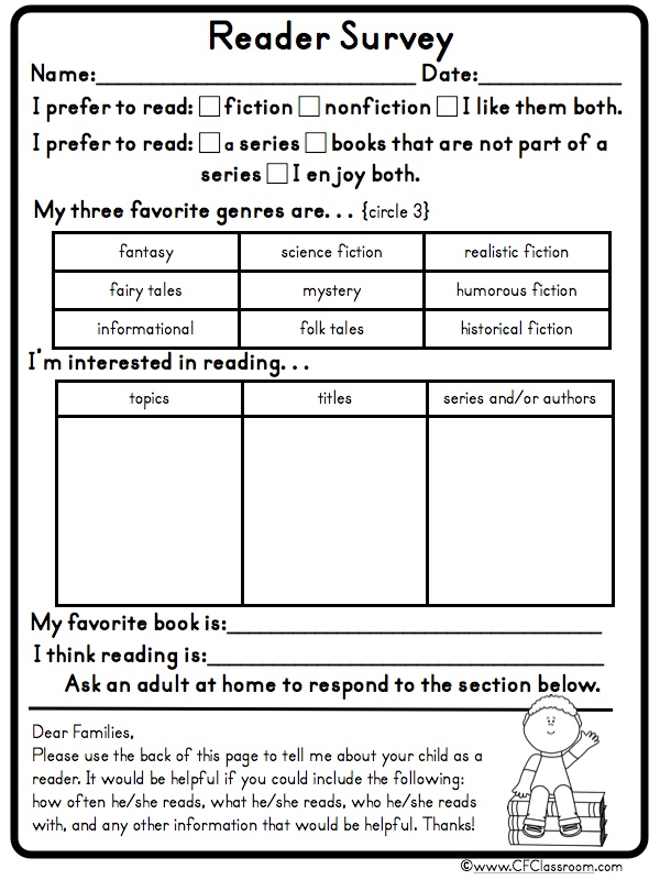 printable reader survey for elementary students