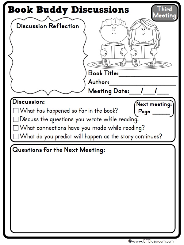 book buddy discussion worksheet to support elementary students during partner reading