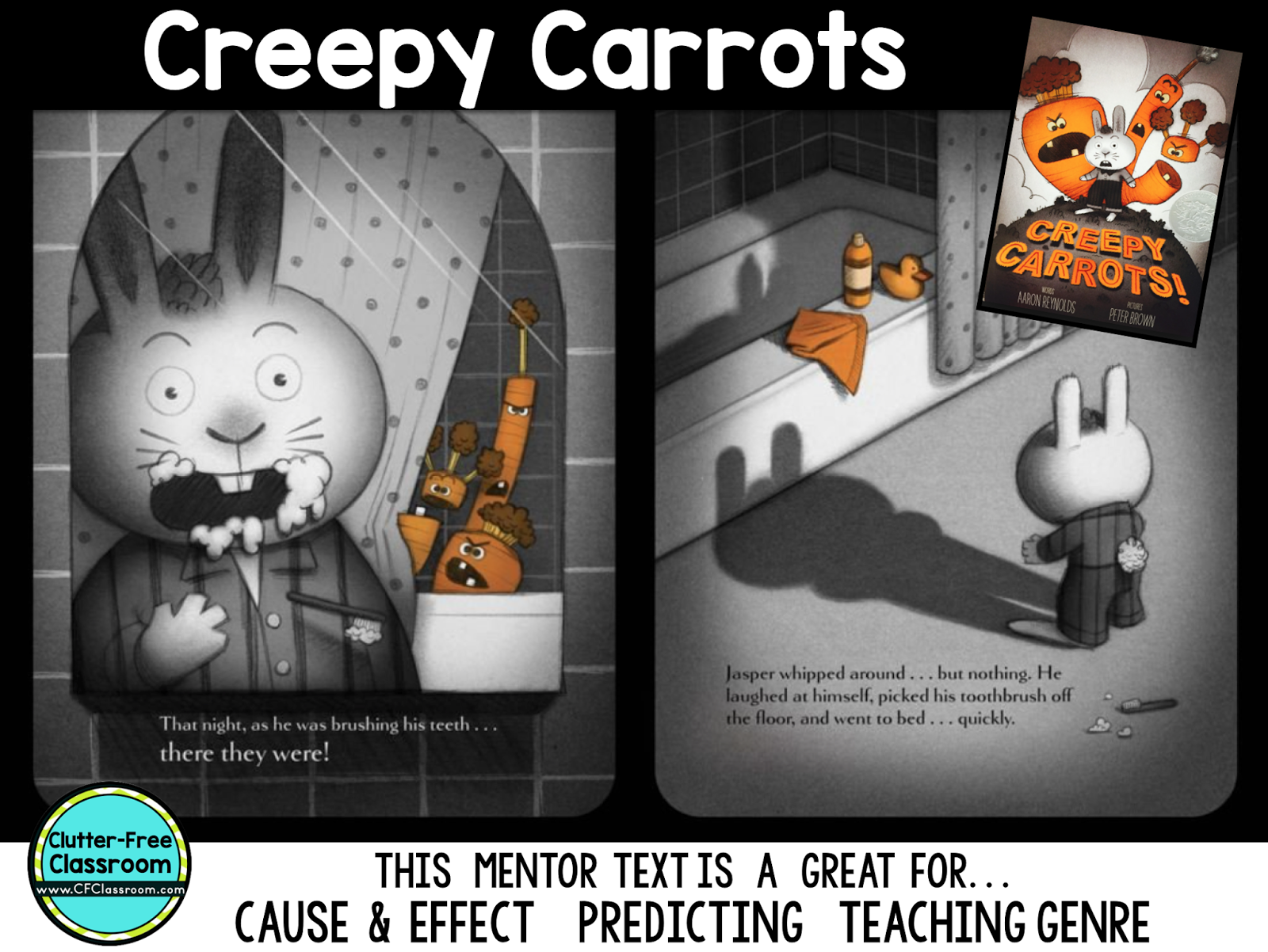 Inside pages of the book Creepy Carrots