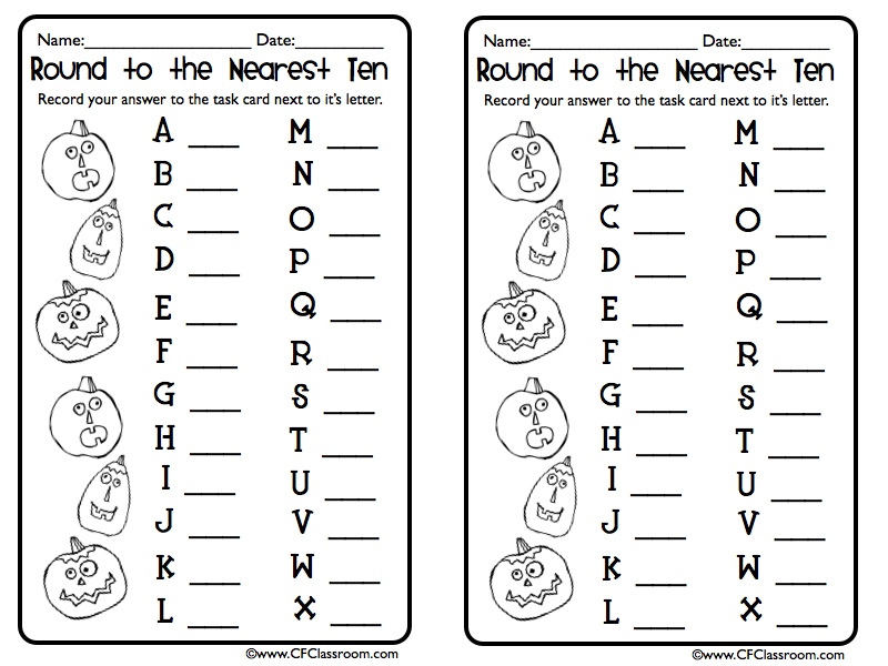 Rounding to Nearest Ten Task Cards