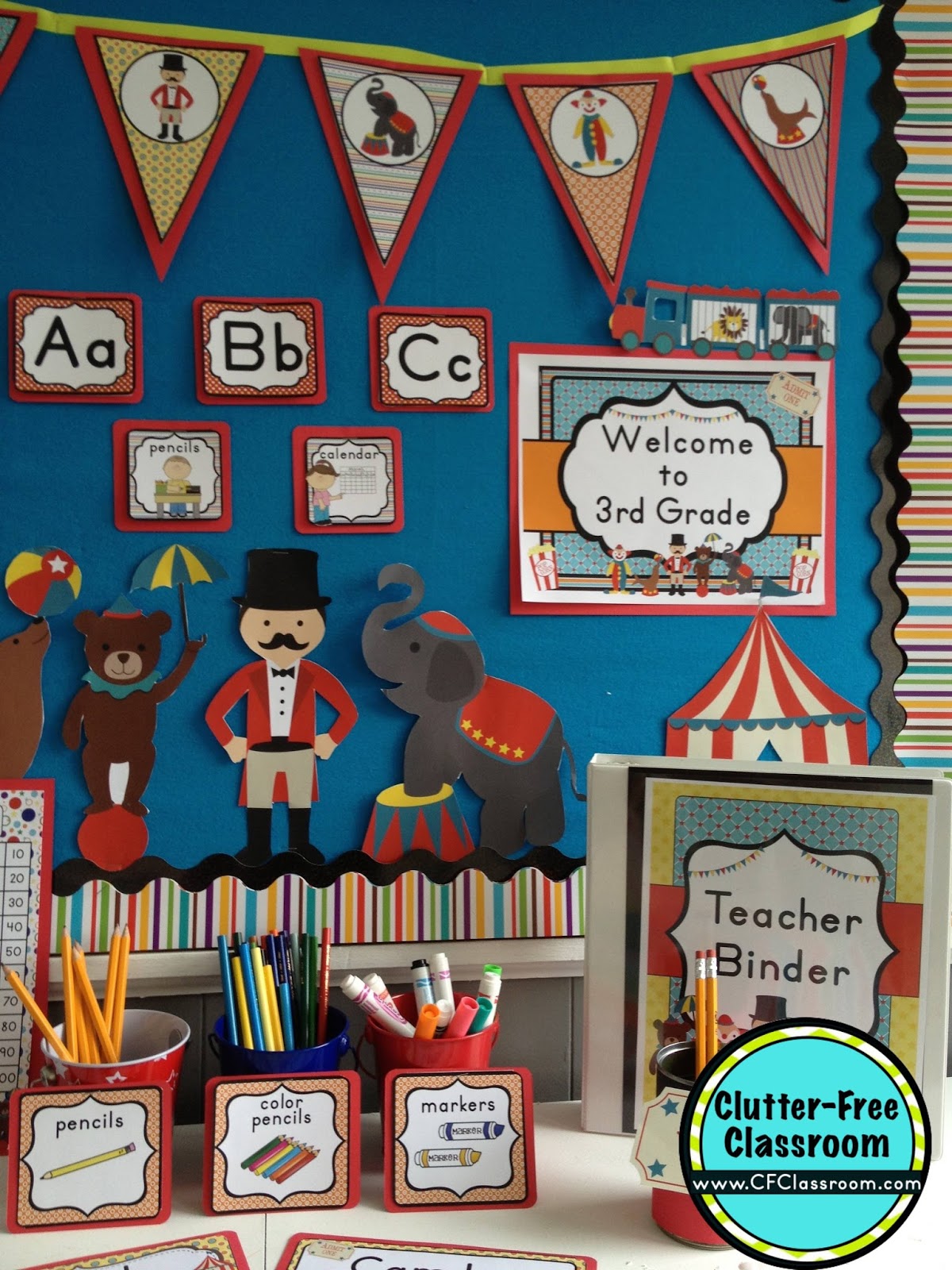 Are you planning an circus themed classroom or thematic unit? This blog post provides great decoration tips and ideas for the best circus theme yet! It has photos, ideas, supplies & printable classroom decor to will make set up easy and affordable. You can create an circus theme on a budget!