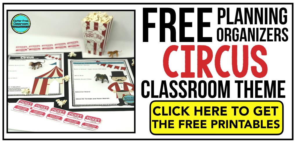 CIRCUS Theme Classroom: If you’re an elementary teacher who is thinking about a CIRCUS or CARNIVAL theme then this classroom decor blog post is for you. It’ll make decorating for back to school fun and easy. It’s full of photos, tips, ideas, and free printables to plan and organize how you will set up your classroom and decorate your bulletin boards for the first day of school and beyond. 