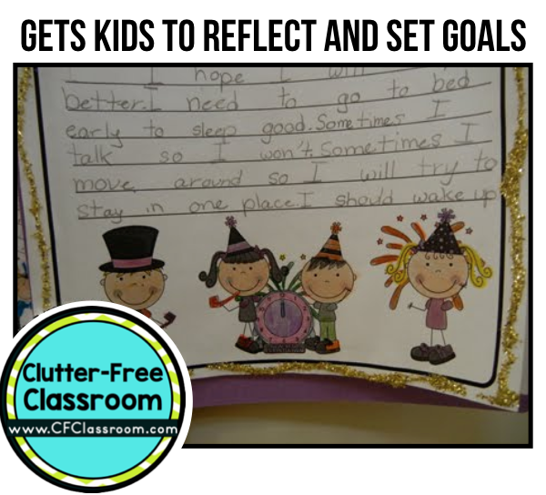 New Years activities are a great way for kids to reflect on the past year and set goals for the year ahead. Many teachers at the elementary level focus on developing a growth mindset and goal setting ties in perfectly with that. This post shares a New Years writing and craft activity that I did as a bulletin board in my own classroom. 