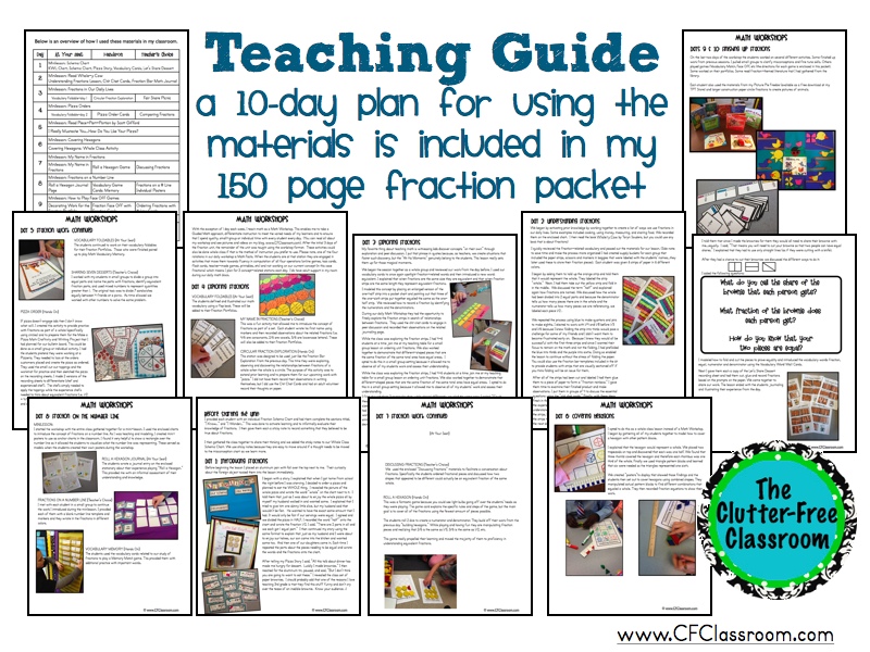 Fractions activities for 3rd grade (or even 2nd, 4th, or 5th) can be fun. Introducing and teaching a fractions unit is easy with these Clutter - Free worksheets and printables. Vocabulary, fraction strips, anchor charts and more are key to understanding fractions on a number line, ordering, comparing, reducing, decomposing, adding, subtracting, multiplying, and converting fractions to decimals on worksheets or in word problems.