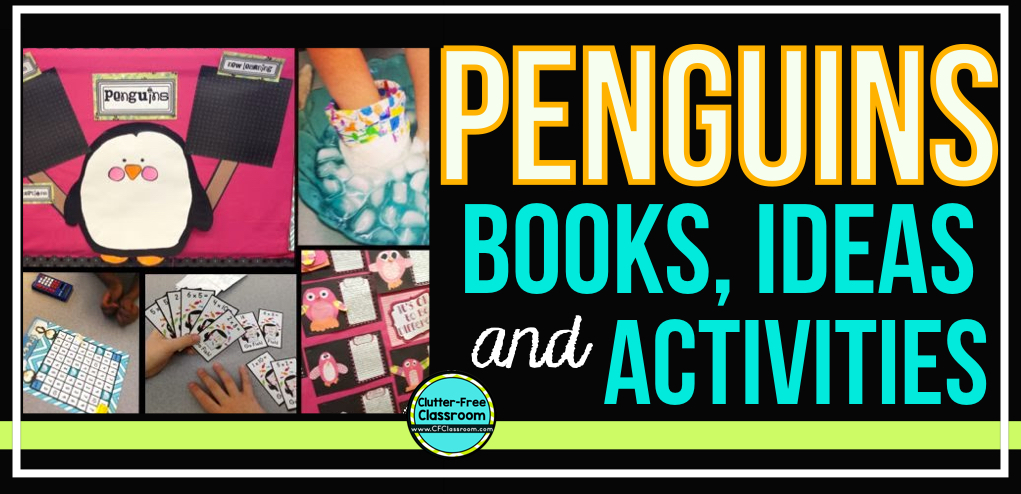 A penguin unit study integrates reading books, animal research, writing reports, science and more. Kids love learning penguin facts and teachers love the easy lesson plans, cute bulletin boards, hands on projects, and printables from Clutter Free Classroom. The bundle includes graphic organizers, anchor charts, book lists, science ideas, word study, math centers and games, and more.