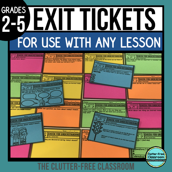 Check out these formative assessments, which go by many names: Exit ticket, exit prompt, exit pass, and exit card. They guide students through assessing their learning from that day and provide meaningful feedback to teachers. Students can work on them independently, with partners, or even in small groups.#clutterfreeclassroom #cfclassroom #exitticket #exitslip #exitprompt #exitpass #exitcard #formativeassessment #elementary #commoncore #firstgrade #1stgrade #secondgrade #2ndgrade #thirdgrade #3rdgrade #fourthgrade #4thgrade #fifthgrade #5thgrade