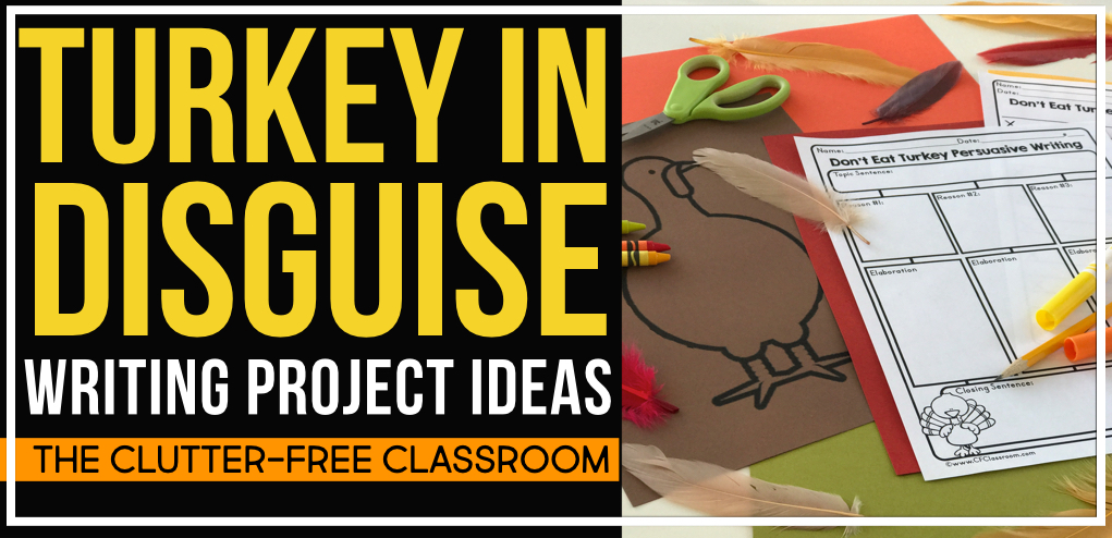 The Turkey in Disguise project is a fun activity for kids that makes a great bulletin board. If you need a family project letter, writing examples, rubric or ideas you'll find them here. This creative craft is a great lesson to pair with the books Turkey Trouble, Twas the Night Before Thanksgiving or Run, Turkey Run or just have students use the template to outline a descriptive or persuasive story. This post includes a free printable and links to writing paper and more.