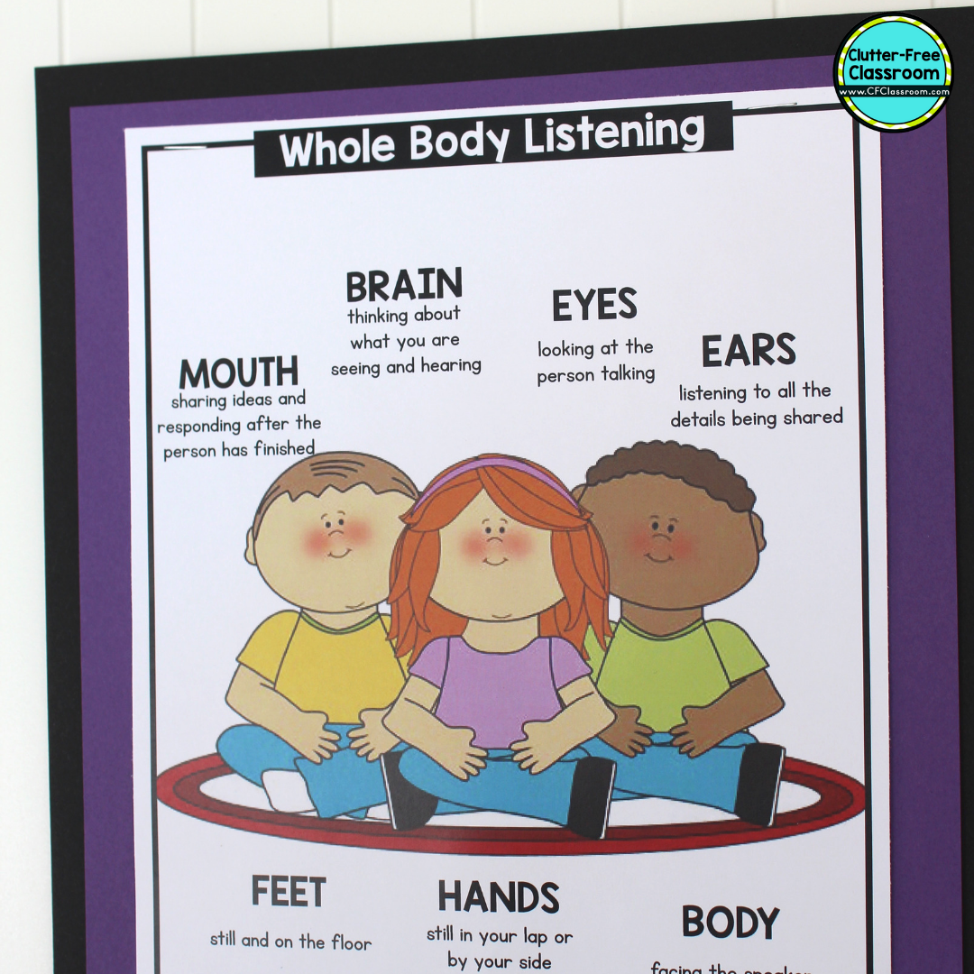 Every classroom needs attentions getters or grabbers to promote classroom management. These strategies could be catchy phrases or non verbal. Create an anchor chart for your kids so they remember the procedures and routines. #classroommanagement #clutterfreeclassroom