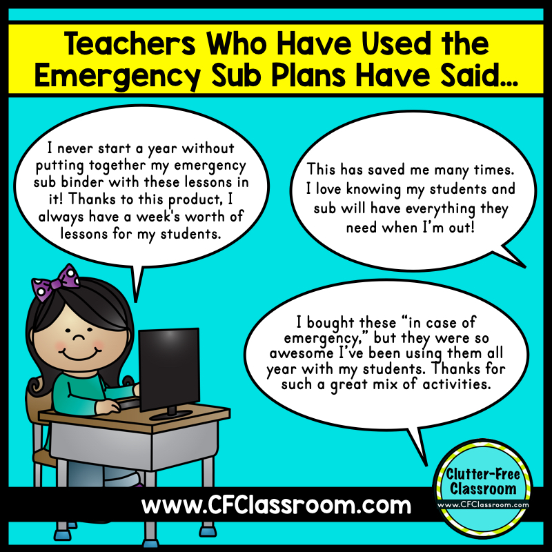 Learn how to plan for a sub, write substitute teacher plans & make a sub binder. These tips, ideas, photos & free printables explain how to plan, prepare & organize your classroom for a substitute teacher. It's perfect for Kindergatren, 1st grade, 2nd grade, 3rd grade, 4th grade & 5th grade.