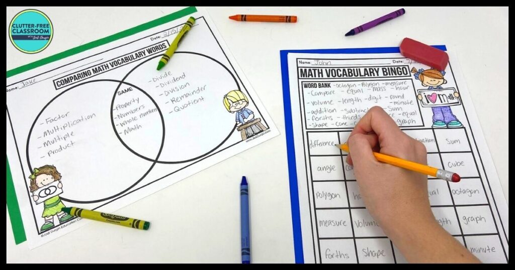 math vocabulary activities