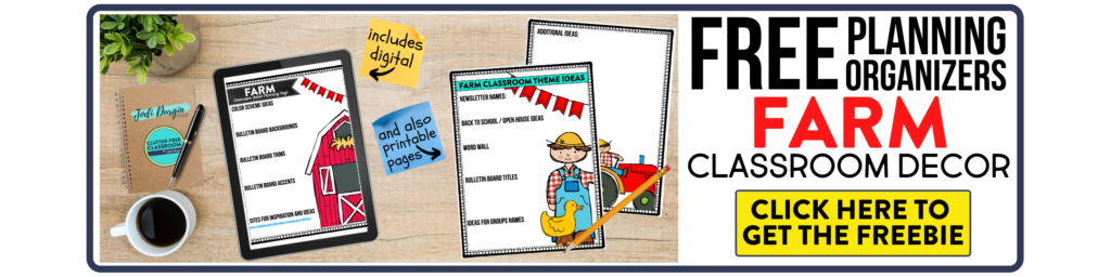 free printable planning organizers for farm classroom theme on a desk