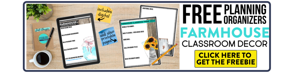 free printable planning organizers for farmhouse classroom theme on a desk