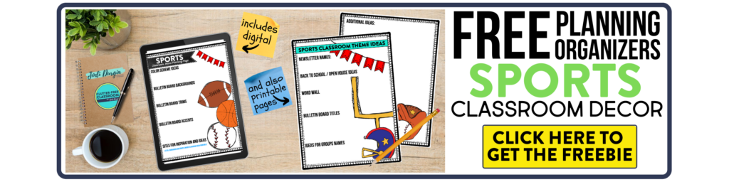 free printable planning organizers for sports classroom theme on a desk