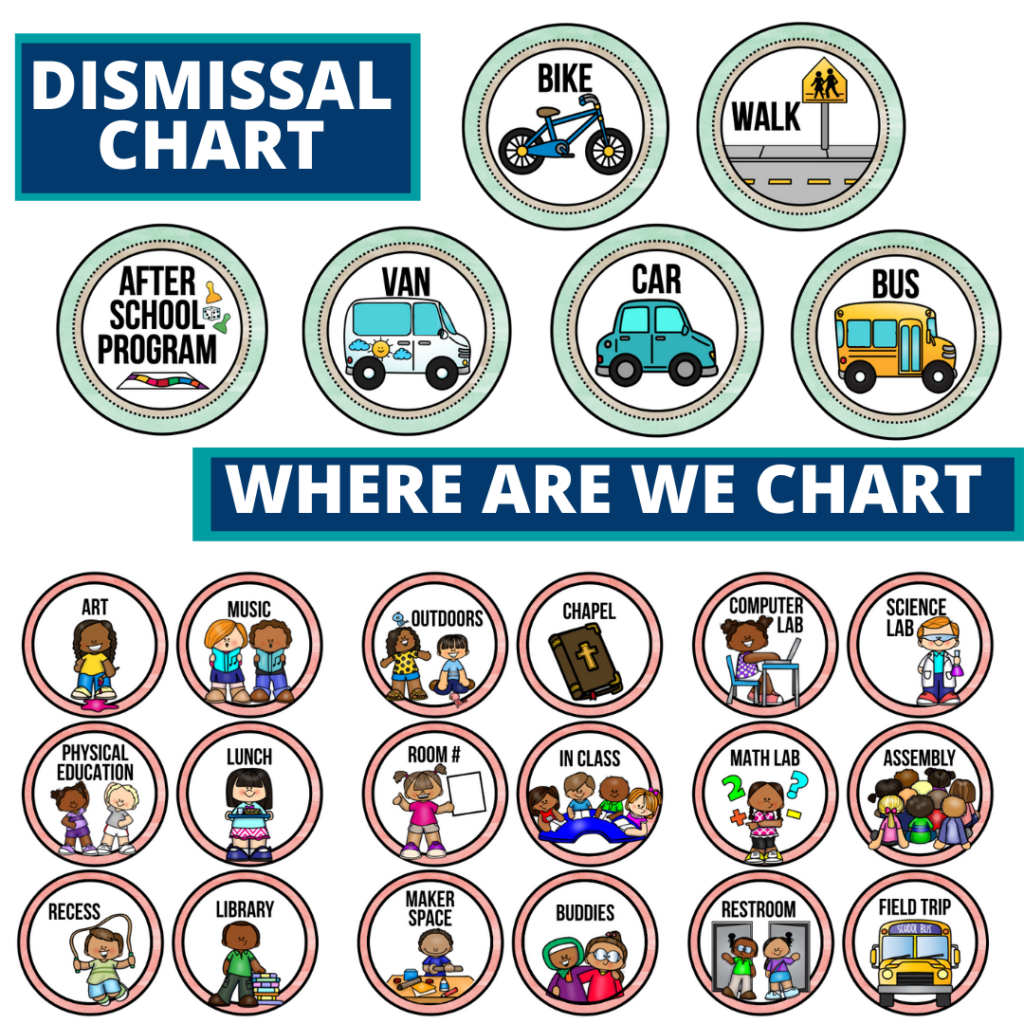 editable dismissal chart for elementary classrooms with an apple theme to improve classroom management