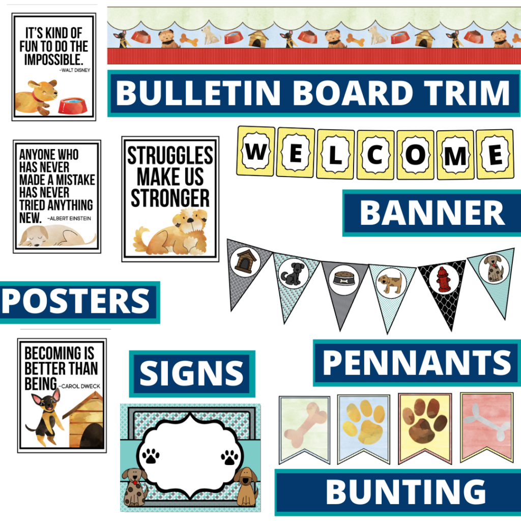 Bulldog Paw Print Letters | Reading | Back to School Bulletin Boards