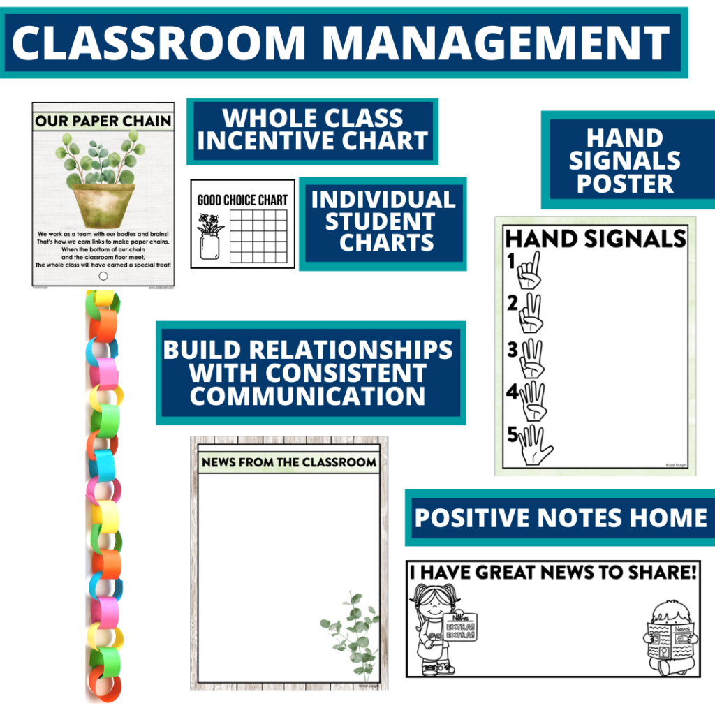 eucalyptus themed tools for improving student behavior in an elementary classroom