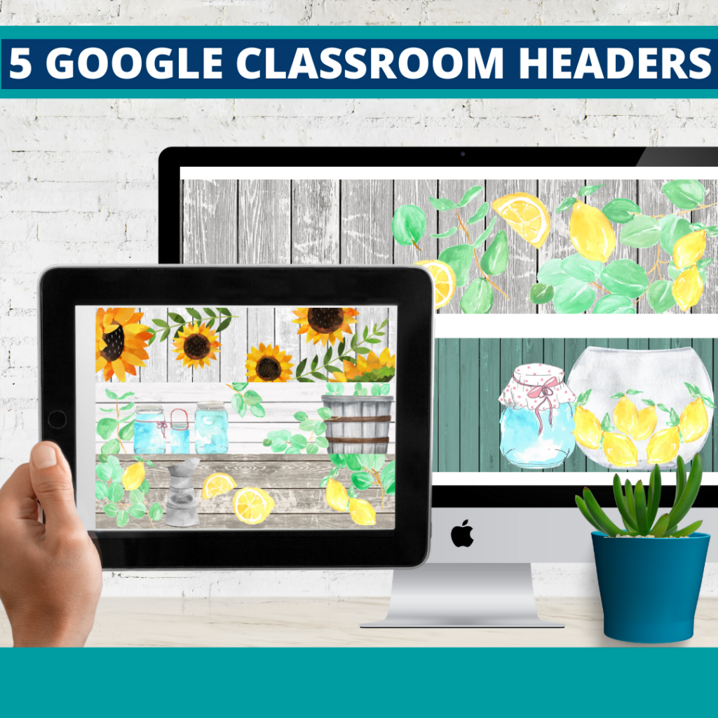 farmhouse classroom themed google classroom headers and google classroom banners