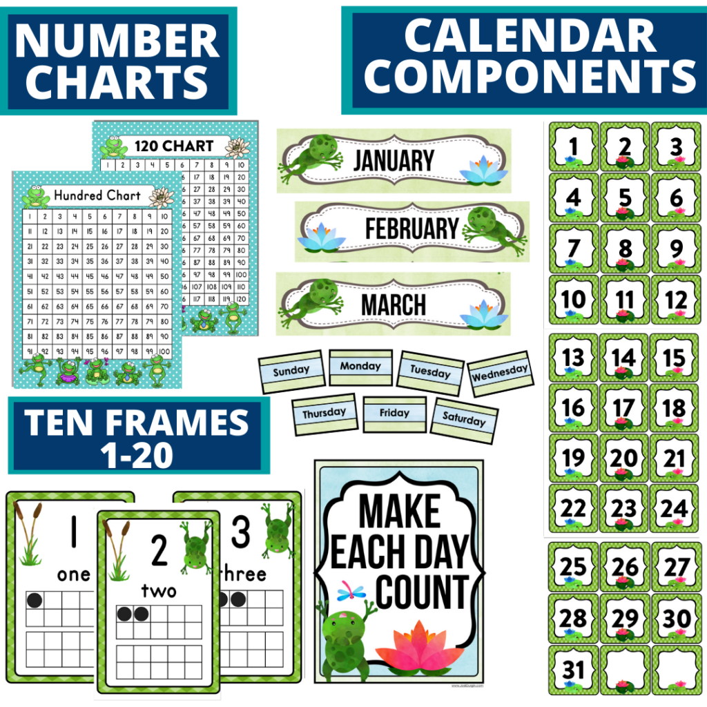number charts & calendar components|
