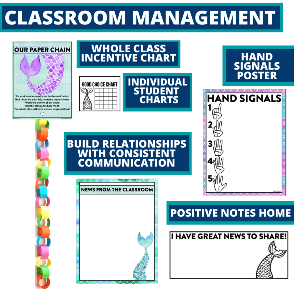 mermaid themed tools for improving student behavior in an elementary classroom