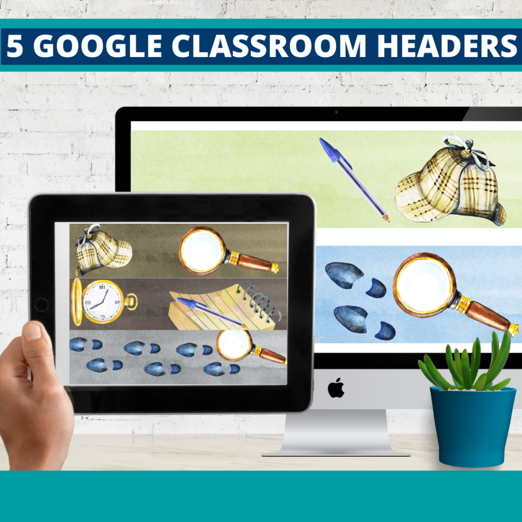 mystery classroom themed google classroom headers and google classroom banners