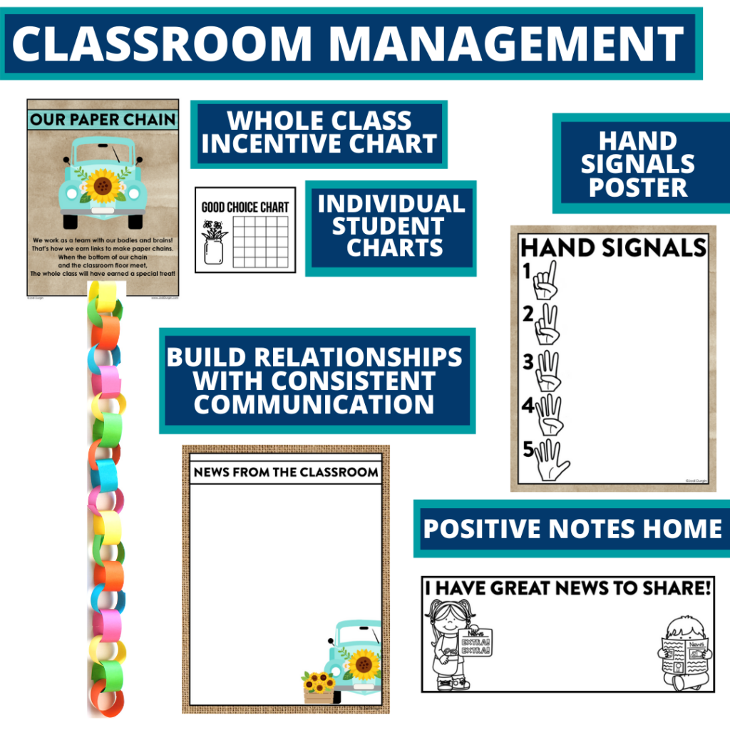 sunflower themed tools for improving student behavior in an elementary classroom