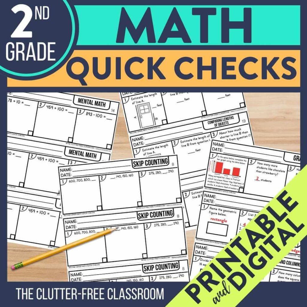 2nd grade math exit tickets to use as quick check assessments