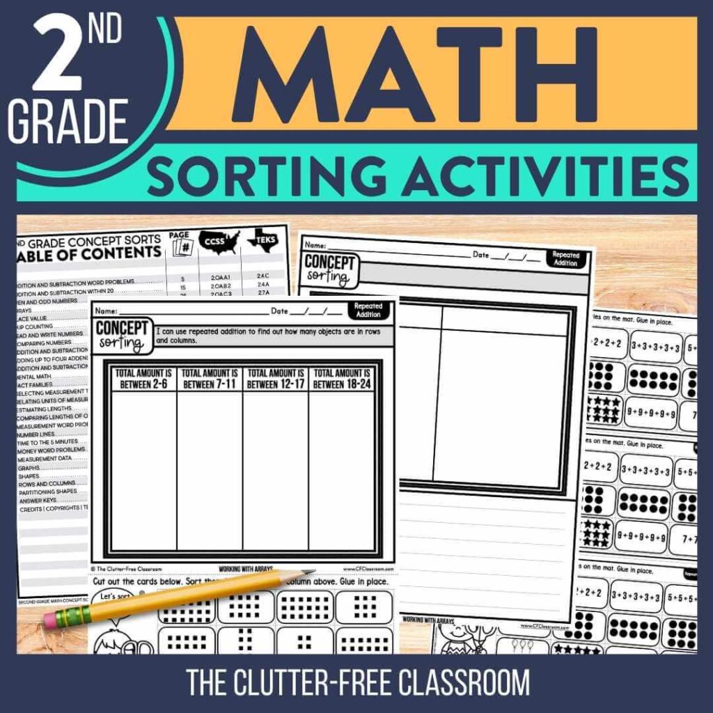 2nd grade math sorting activities worksheets for math centers