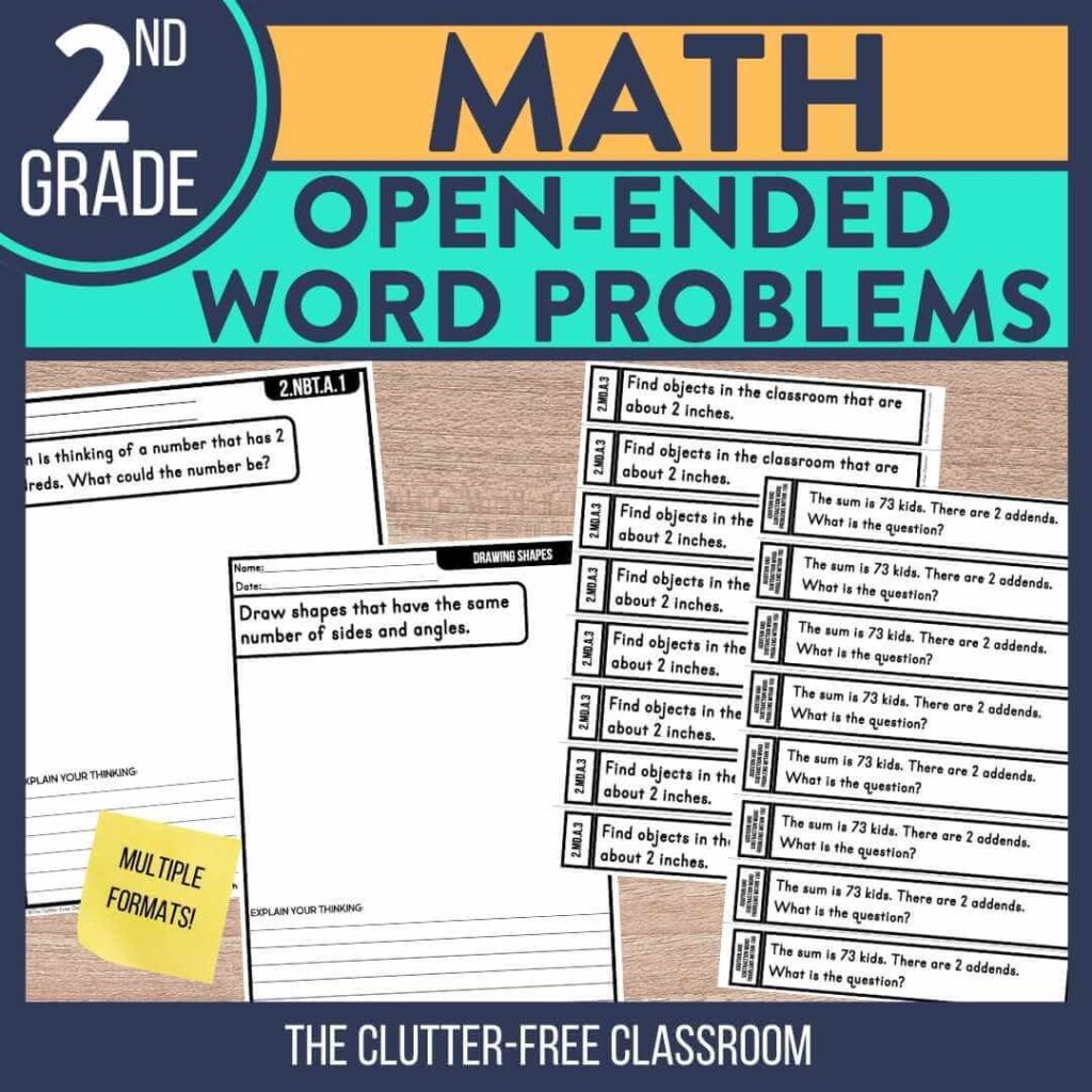 2nd grade open ended math question word problem worksheets