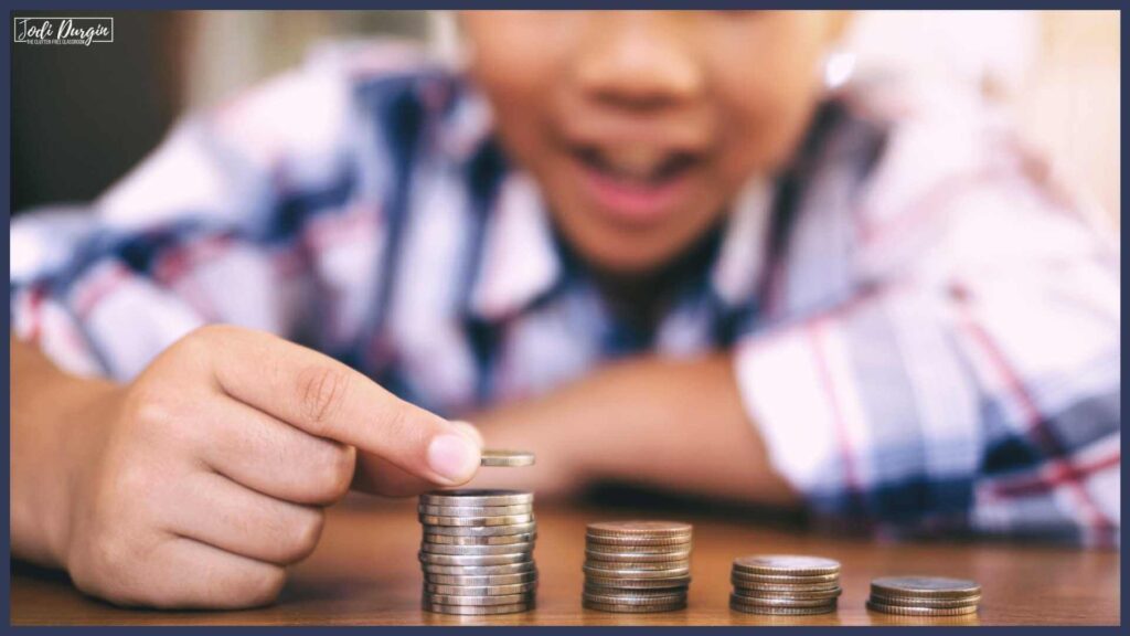 elementary math lesson with counting money