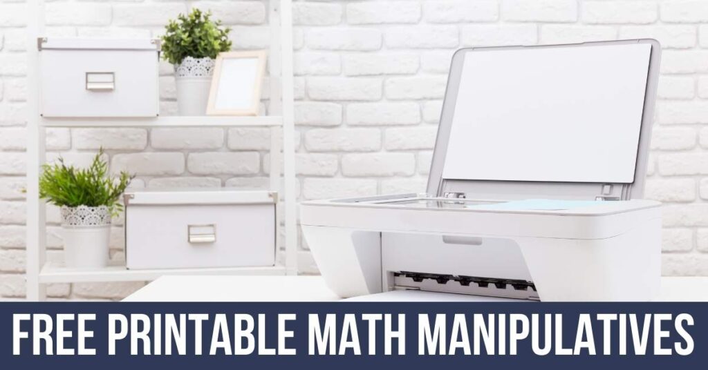 printer on a teacher's desk printing free math manipulatives