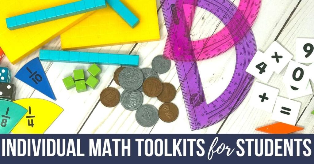 math manipulatives for an individual student tool kit