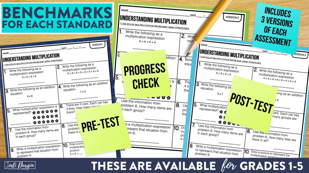printable math assessment benchmark tests 1st 2nd 3rd 4th 5th grade