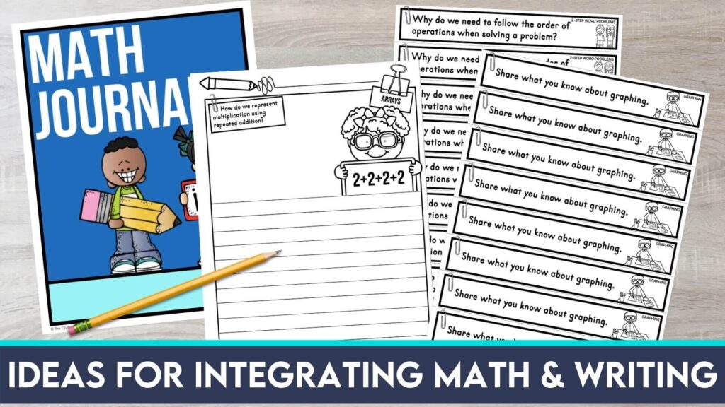 math journal prompts, printable worksheets and notebook cover