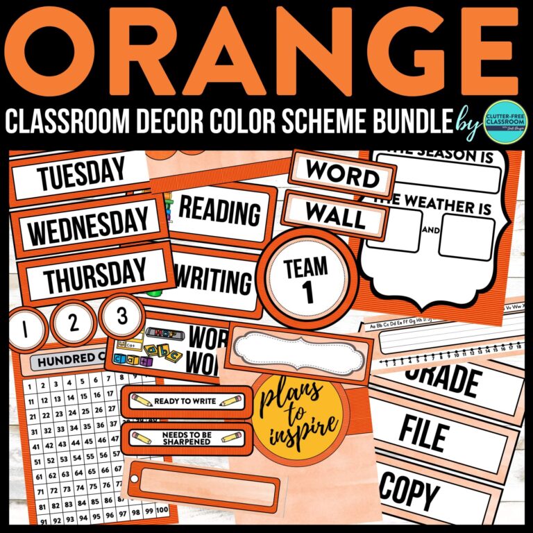 orange classroom decor