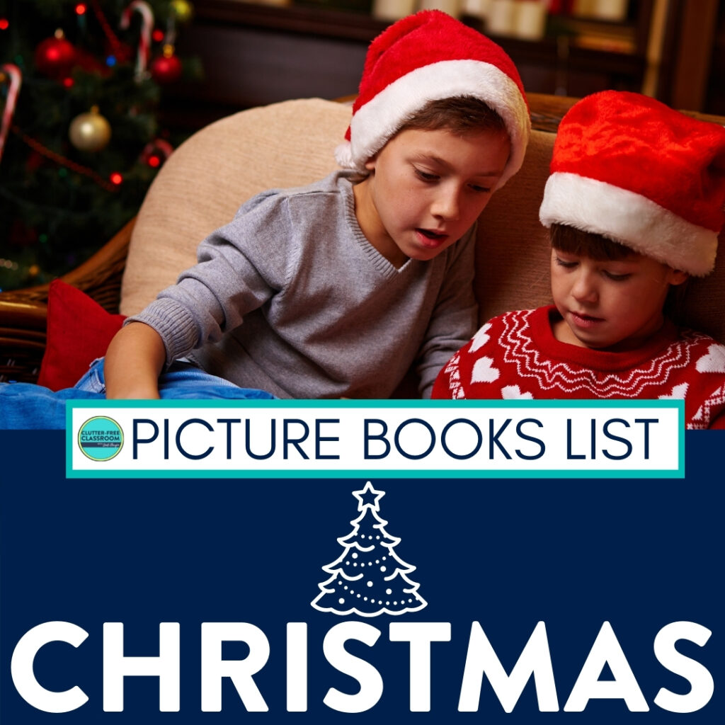 two kids reading a Christmas picture book