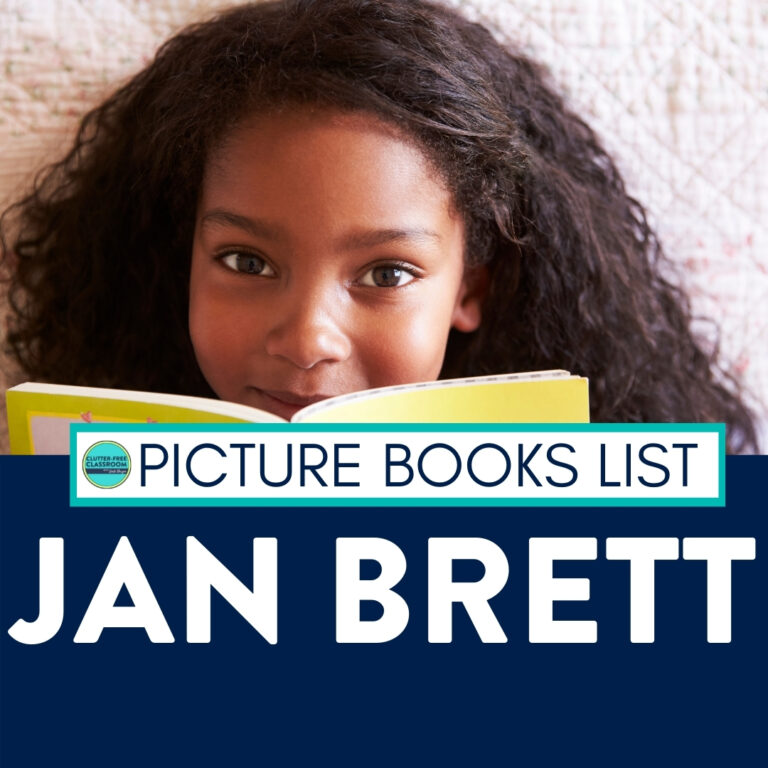 girl reading a Jan Brett book
