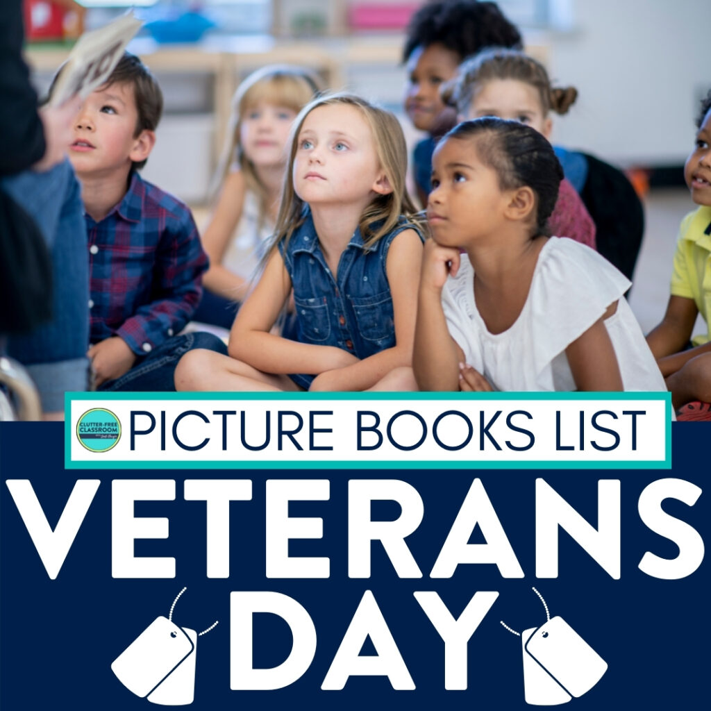 elementary students listening to veterans day books