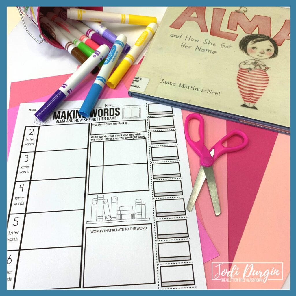 activity based on the book Alma and How She Got Her Name