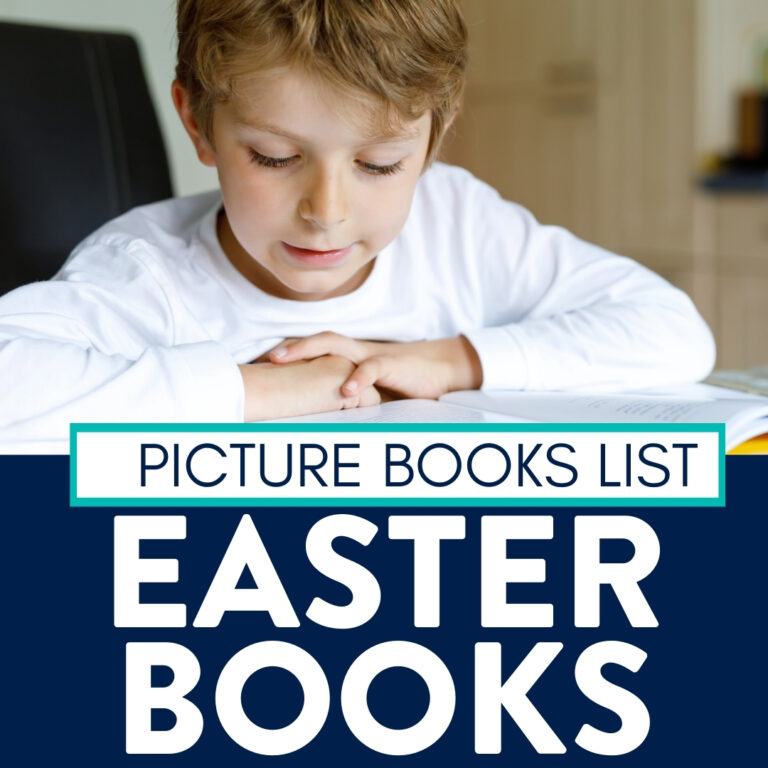 boy reading a book about Easter