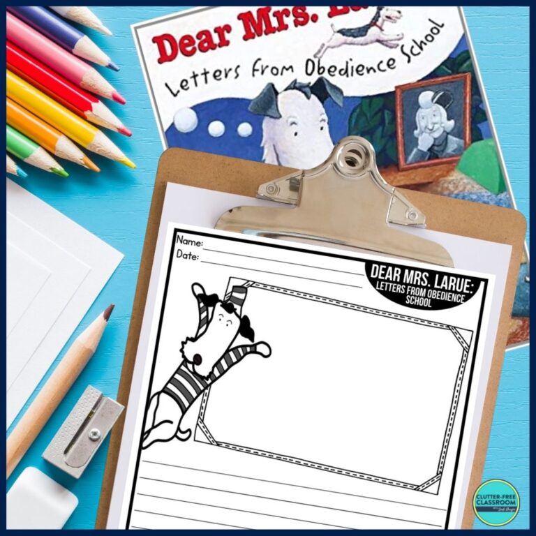 Dear Mrs Larue Letters From Obedience School Activities And Lesson   Dear Mrs Larue Letters From Obedience School Writing Prompts Paper Worksheet Activity 768x768 