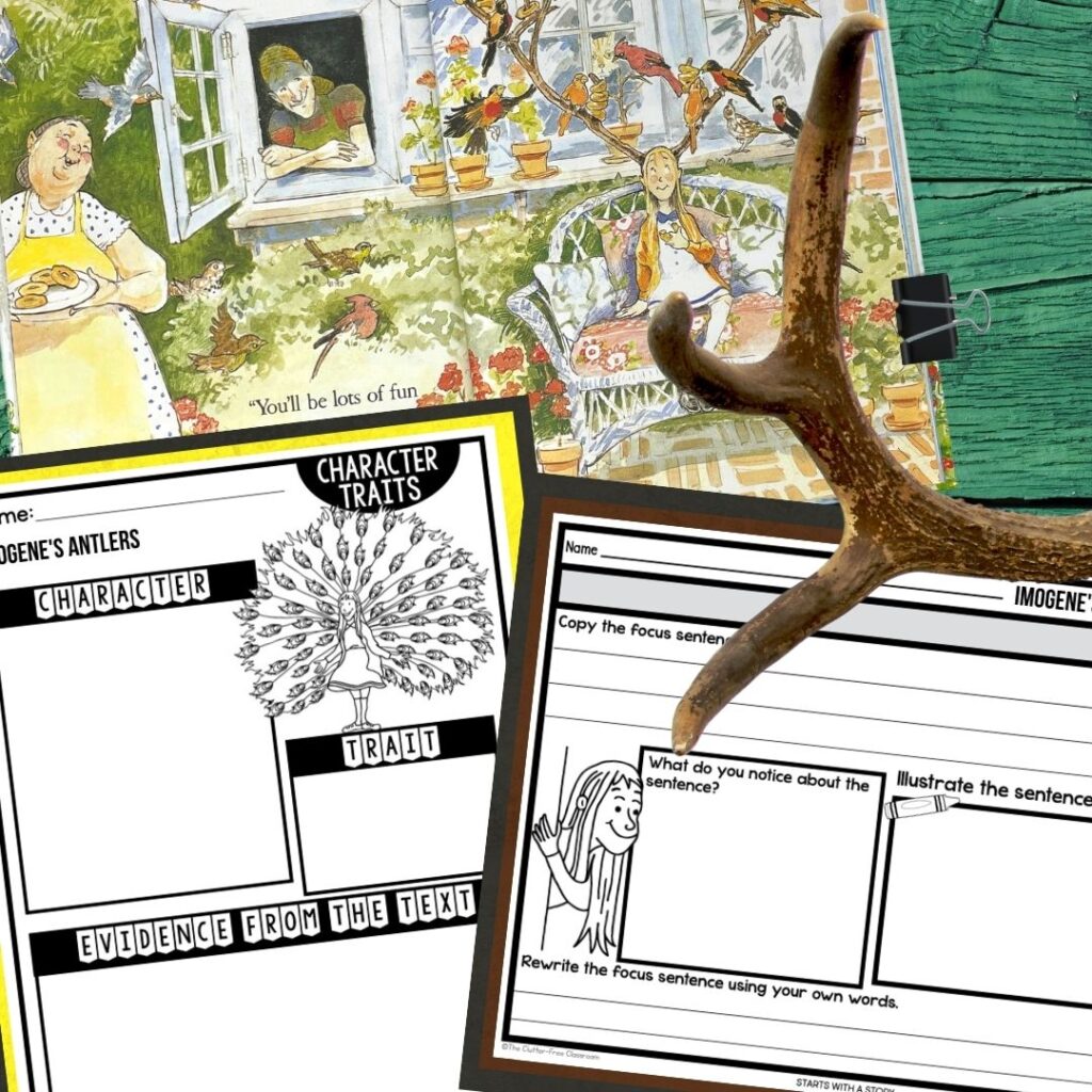 Imogene's Antlers worksheets