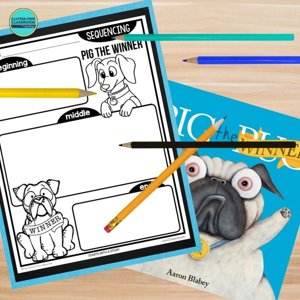 Pig the Winner book cover and sequencing worksheet