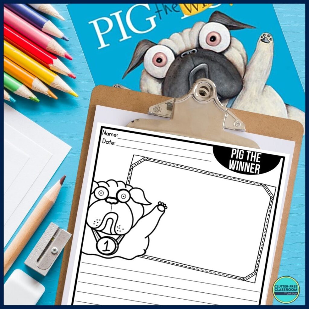Pig the Winner book cover and writing paper