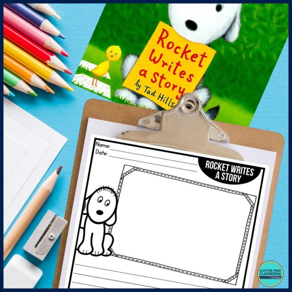 Rocket Writes a Story book cover and writing paper