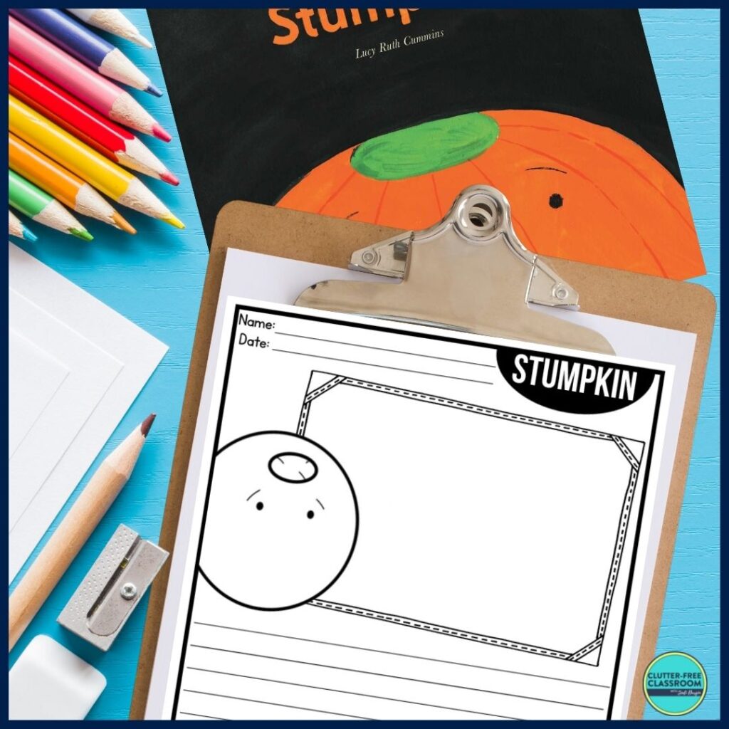 Stumpkin book cover and writing paper