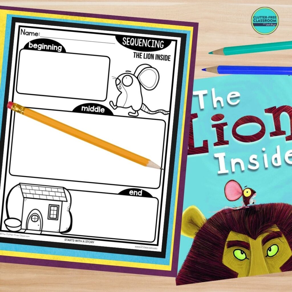 The Lion Inside book cover and sequencing worksheet