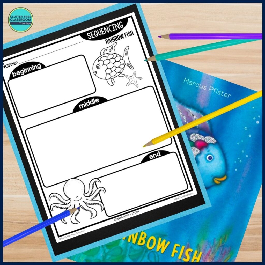 The Pout-Pout Fish book cover and sequencing worksheet